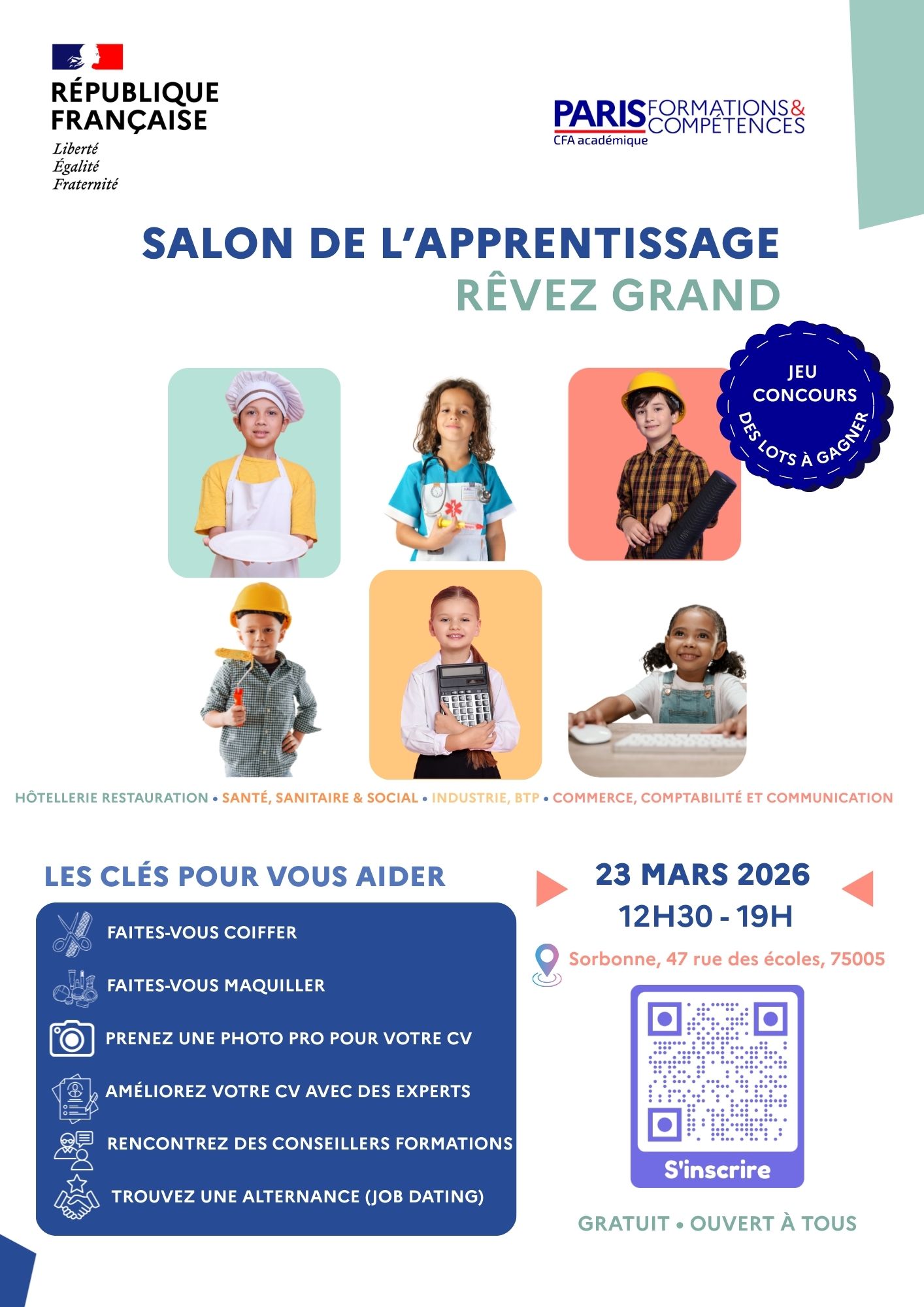 Affiche salon de l'apprentissage de Paris Formations & Compétences